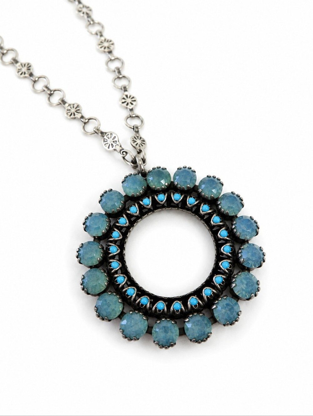 Vintage Catherine Popesco Pendant Necklace Large Mint Stone Pendant
